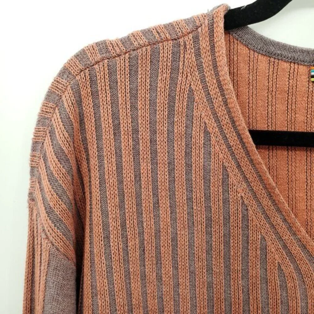 Smartwool Shadow Pine V-Neck Rib Sweater M Sparrow Heather/Sunset Coral Heather